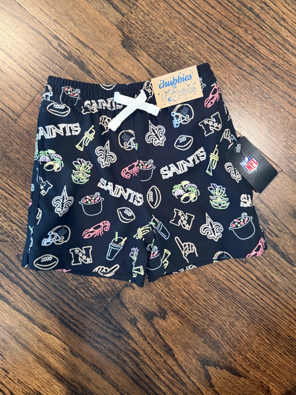 Chubbies toddler neon Saints swim trunks